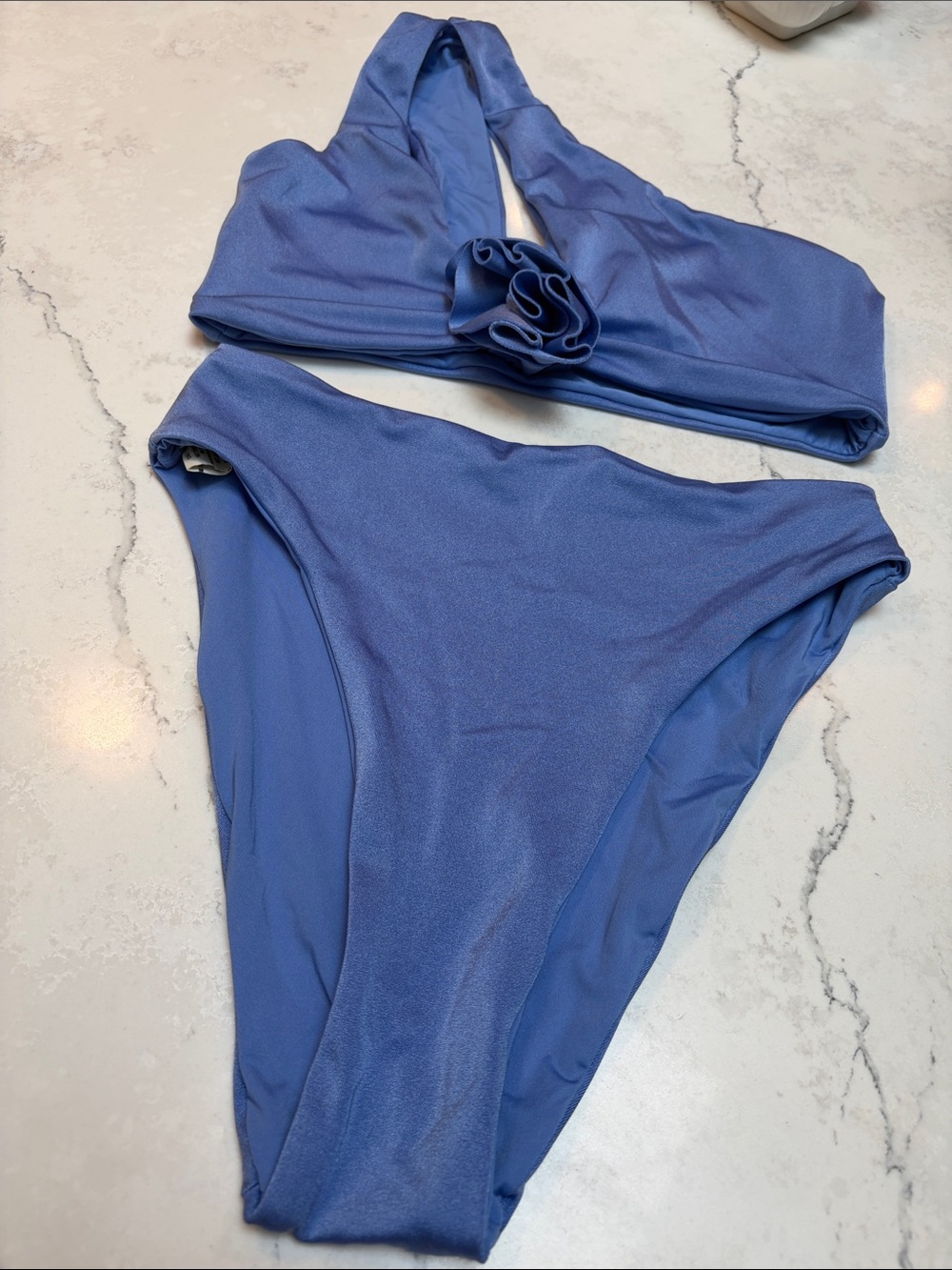 Halter Bikini Set with Rosette in Blue - Women Swim